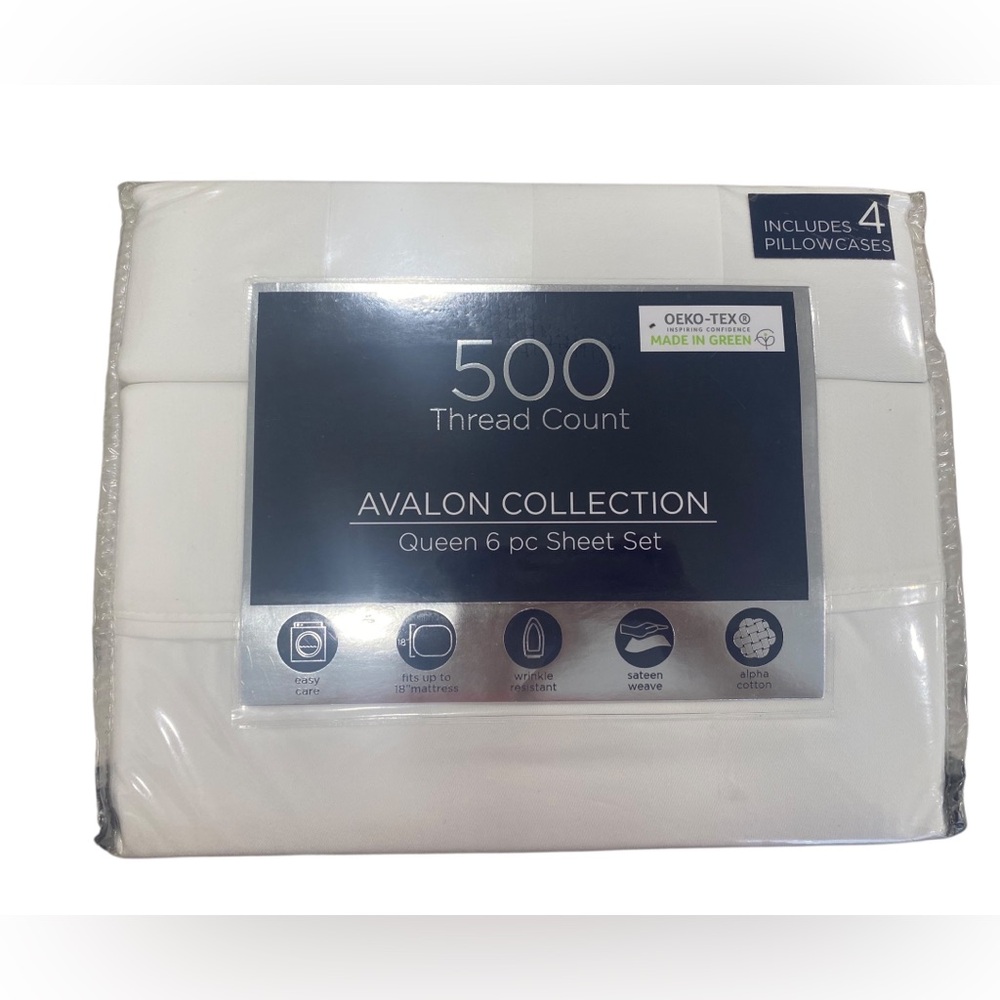 Avalon Collection 500 Thread Count Queen 6 Piece Sheet Set